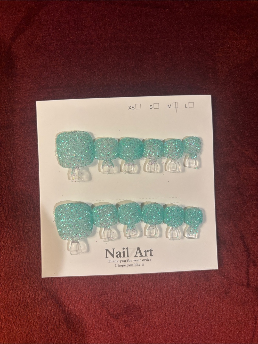 Glitter Toe Press-On Nails in Aqua